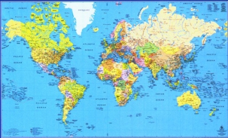Political World  on Political Coloured World Map