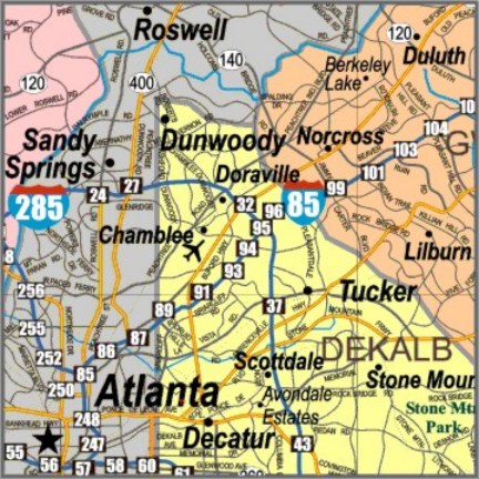 showing named county roads