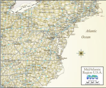 Download Mid Atlantic Map antique style