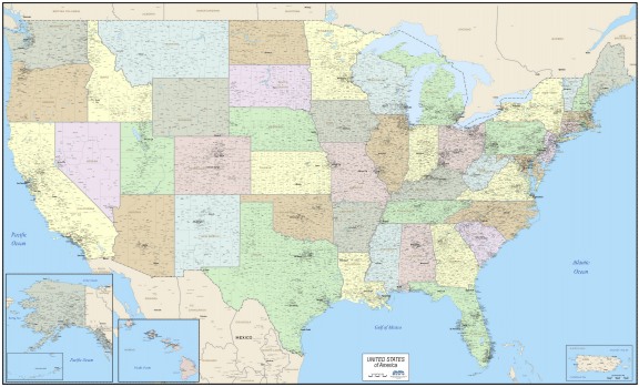 map of usa with states and cities. Sales/Marketing Map of USA