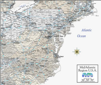 Mid Atlantic Map digital for sales region greige
