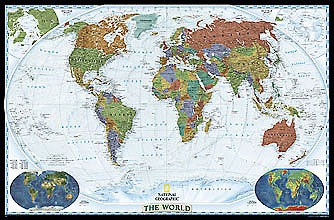 Large World  on Medium Poster Sizeworld Map Decorator Color Flatpaper 43x30     16 95