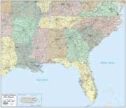 Executive Office Wall Map for any Sales Marketing Region in the USA