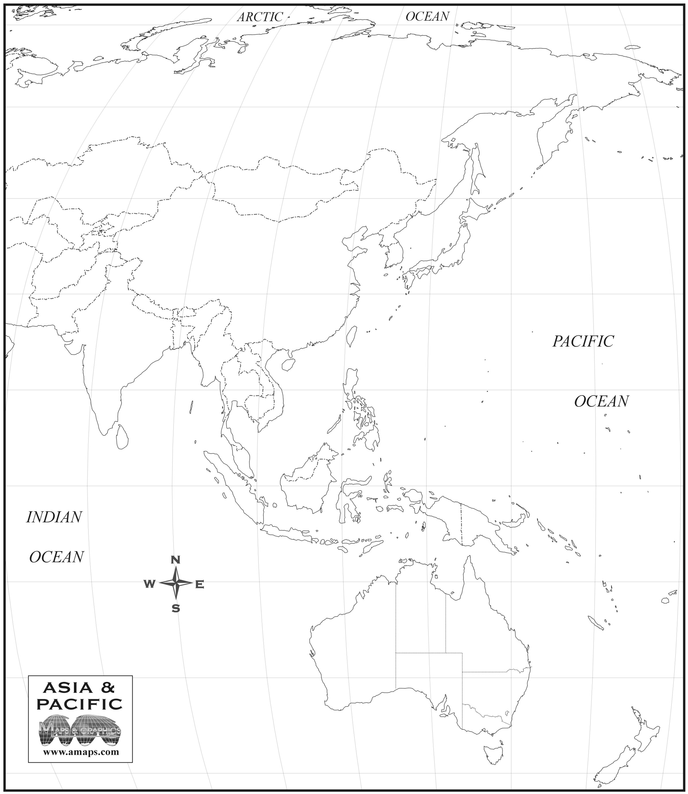 Outline Map Of Asia And South Pacific 61