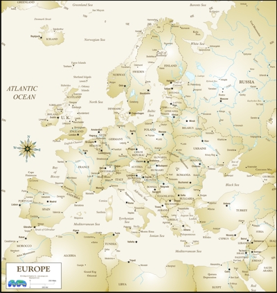 Antique style map of Europe download image file