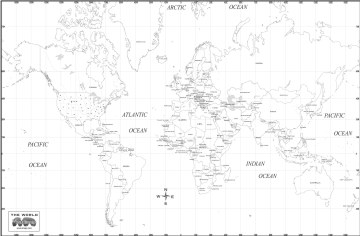 World Outline  on Map Of World   Outline Country Names