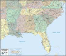 click for details Southeast Region wall map