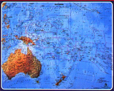 Topographic shaded map of Pacific/Oceania