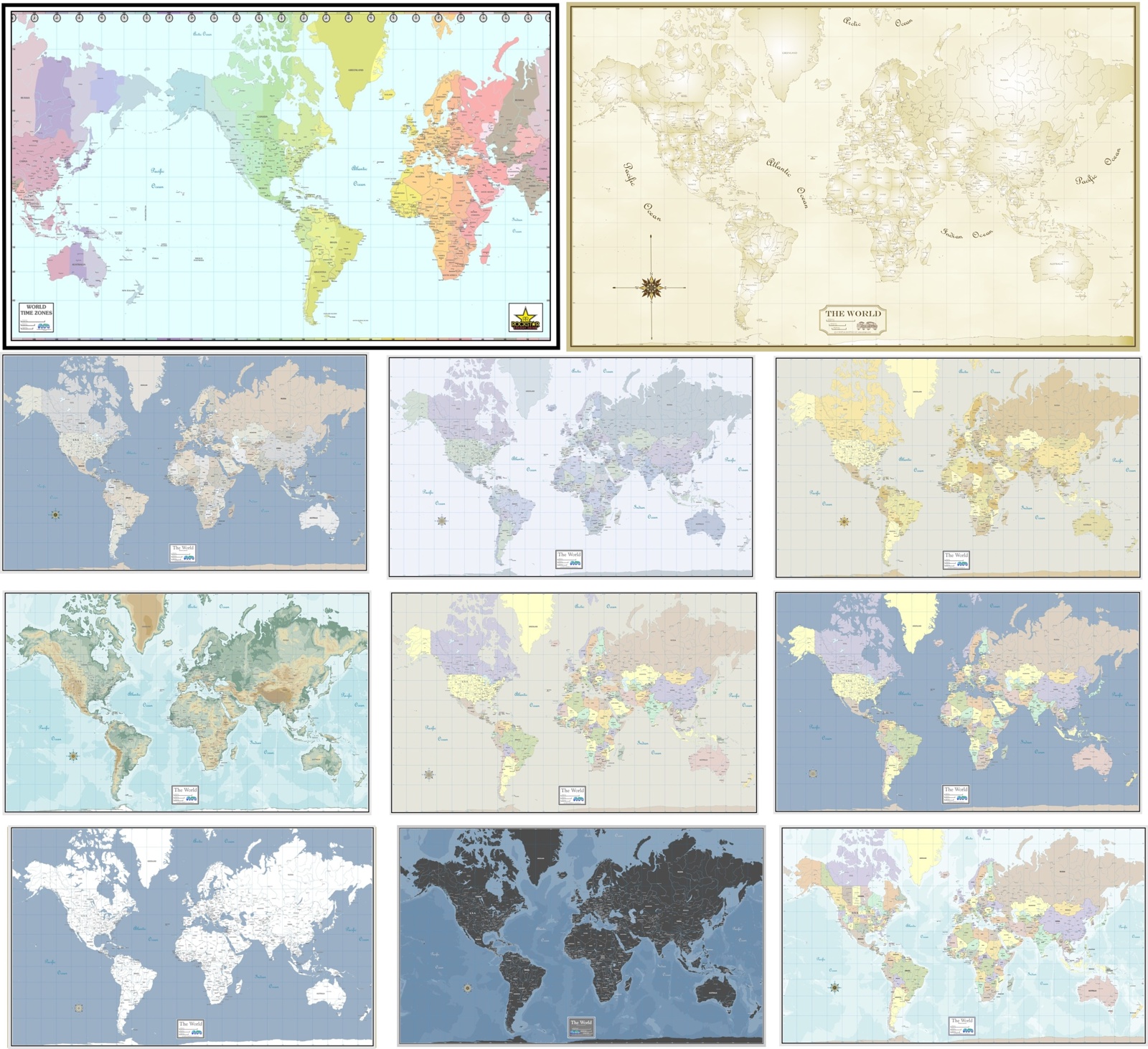 World maps is choice of sizes and colors MAKE GREAT GIFTS