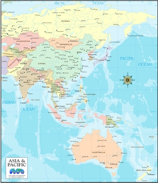 Download map of Asia political color by country