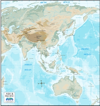 Asia topographic map download image