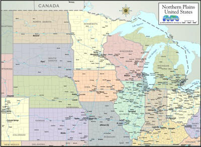 Color Map of northern plains sstates