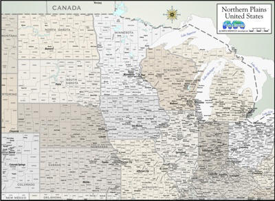 Map in Greige of Northern Plains