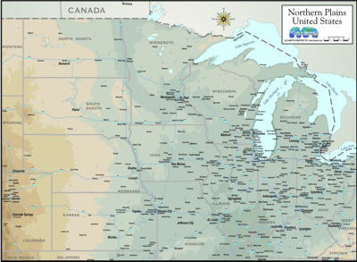 Download topographic map of Northern Plains USA