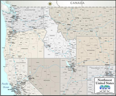 Northwest Map in greige