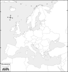 cllick to download free outline map of Europe