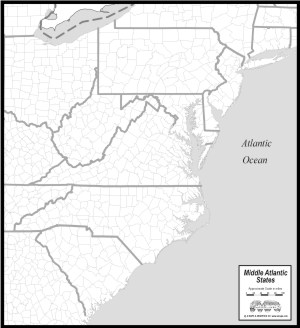 Free download map of Mid Atlantic US