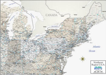 Digital Map Northeasst US sales territories