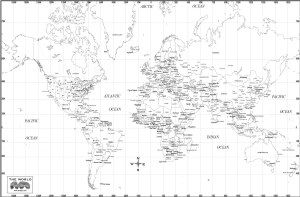 world map black and white printable